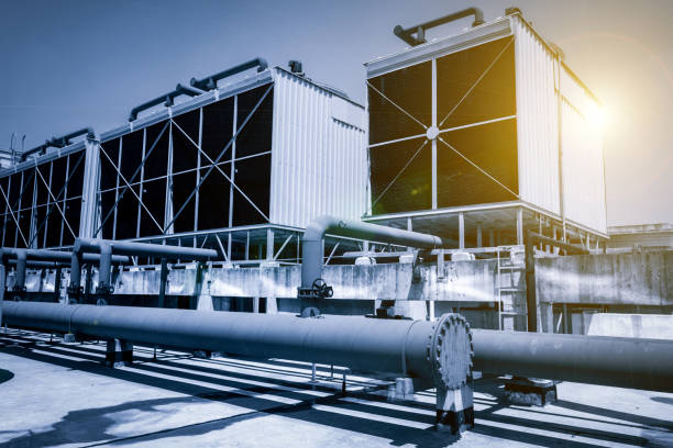 istock Sets of cooling towers in data center building. 912838058