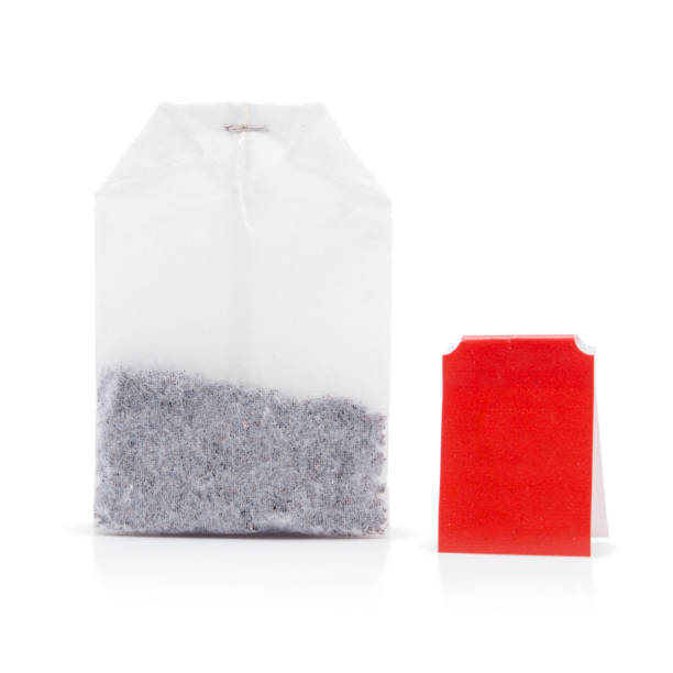 istock Classic teabag with red label isolated on white background 912845150