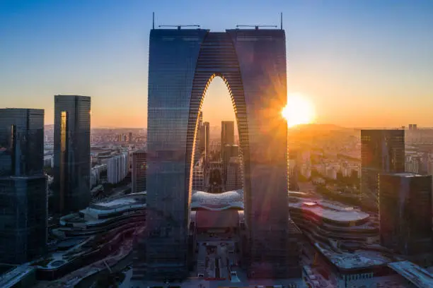 Photo of Modern architecture scenery by jinji lake, Suzhou, Jiangsu, China