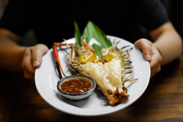 istock Grilled Giant River Prawn Barbe que seafood at Ayutthaya 912849470