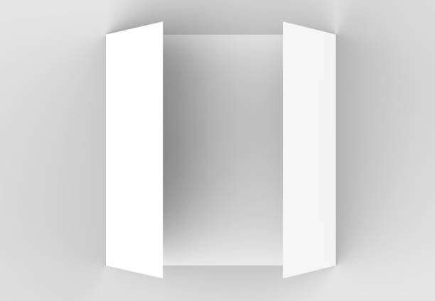 istock Square gate fold brochure mock up isolated on soft gray background. 3D illustrating. 912849680