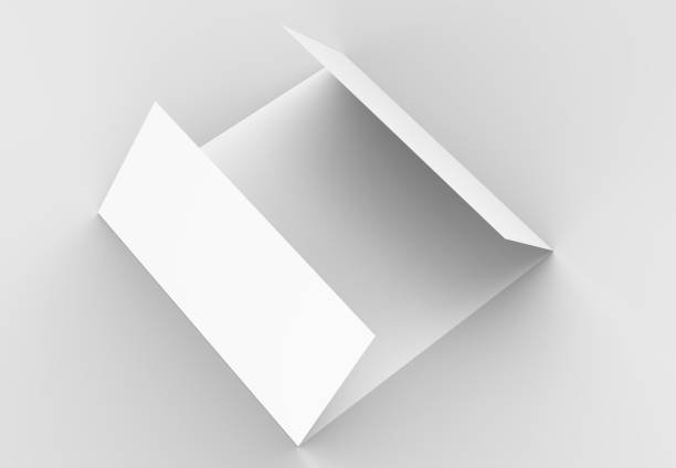 istock Square gate fold brochure mock up isolated on soft gray background. 3D illustrating. 912850074