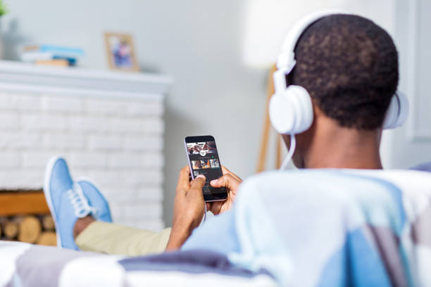 istock Nice positive man listening to a song 912850134