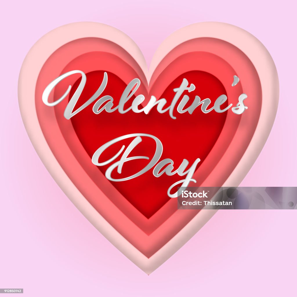 The Valentines Day Text In Origami Design Of Love Heart In Pink Background  As Paper Art Craft Style And Valentines Day Concept Vector Illustrator  Stock Illustration - Download Image Now - iStock