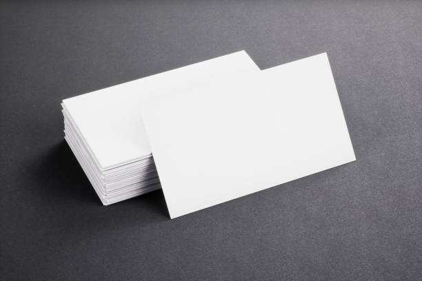 istock Blank template white Business Cards on black background. 3D rendering 912852838