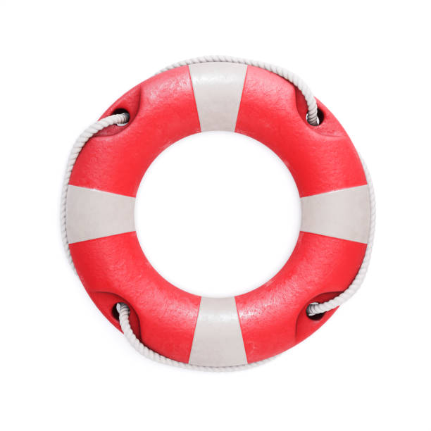istock Old red lifebuoy isolated on a white background. 3d illustration 912852856