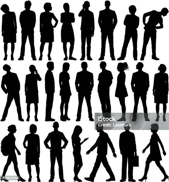 Highly Detailed People Stock Illustration - Download Image Now - In Silhouette, People, Men