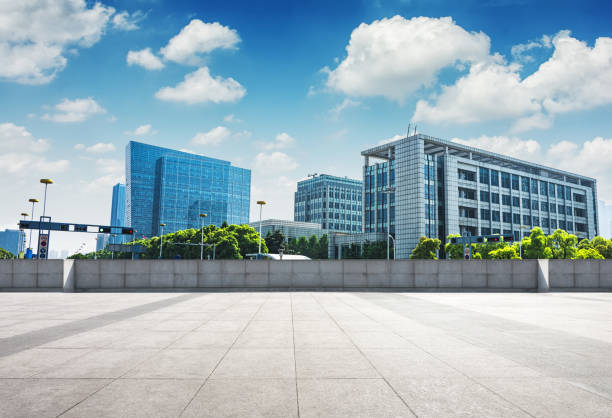 istock modern business building with glass wall from empty floor 912858340