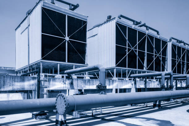istock Sets of cooling towers in data center building. 912858678