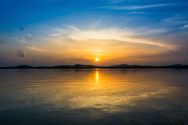 istock colorful sky at sunset on the lake 912858754