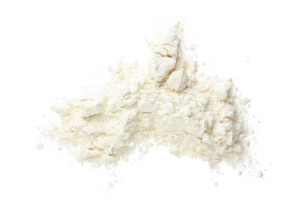 istock Pile of flour isolated on white background. Top view. Flat lay 912863114