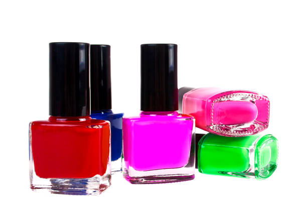istock Group of bright nail polishes isolated on white background 912871602