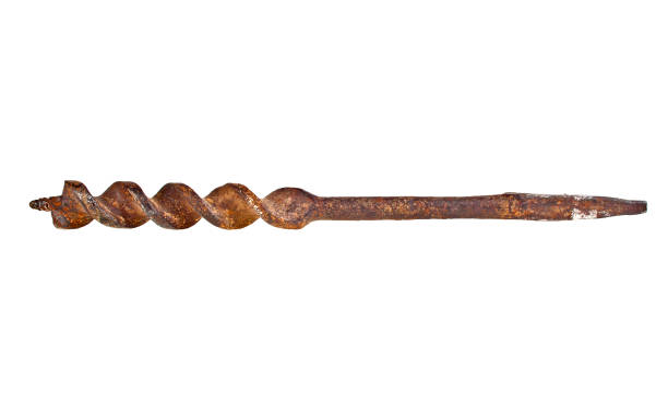 Old rusty drill bit on a white background Old rusty drill bit on a white background boreray and stac lee stock pictures, royalty-free photos & images