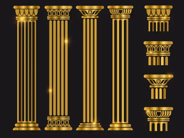 Vector illustration of Ancient rome architecture column vector set