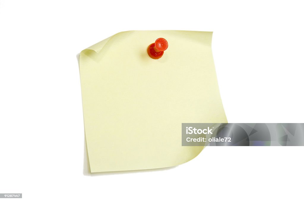 Żółty Uwaga papieru na białym tle - Zbiór zdjęć royalty-free (Artykuł biurowy)