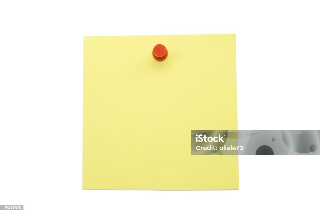 Nota di carta gialla isolato su bianco - Foto stock royalty-free di Affari