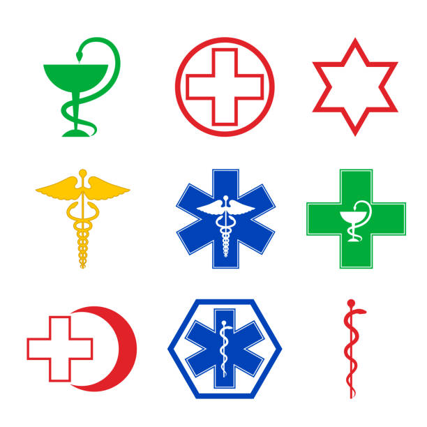 의료 엠 블 럼 - pharmacy symbol surgery computer icon stock illustrations