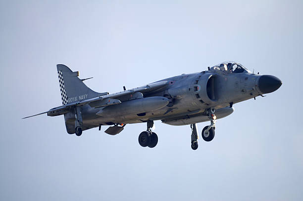 istock Royal Navy Sea Harrier in flight 91288830
