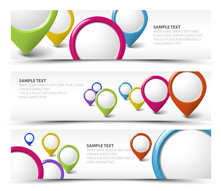 Locator Advertisement Set Of Map Locator Horizontal Banners Stock Illustration - Download ...