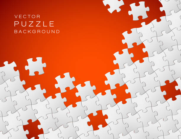 Vector red background made from white puzzle pieces Vector Abstract red background made from white puzzle pieces and place for your content puzzle backgrounds stock illustrations