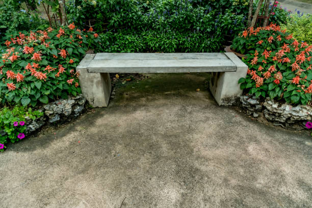 istock Concrete bench in the park 912891582