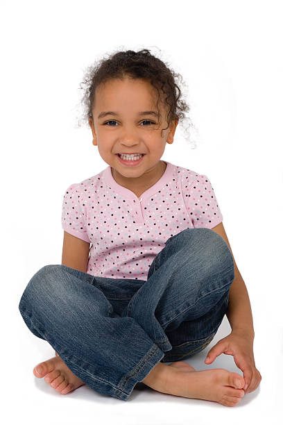 Happy Mixed Race African American Girl Smiling stock photo