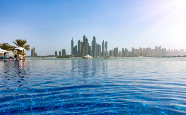 istock The Dubai Marina with a pool in front of it 912899018