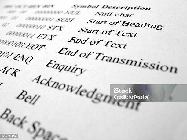 Ascii Table Stock Photo - Download Image Now - Table, ASCII, Binary Code