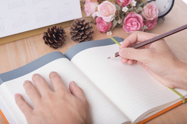 istock business hand writing to do list in blank notebook. 912902778