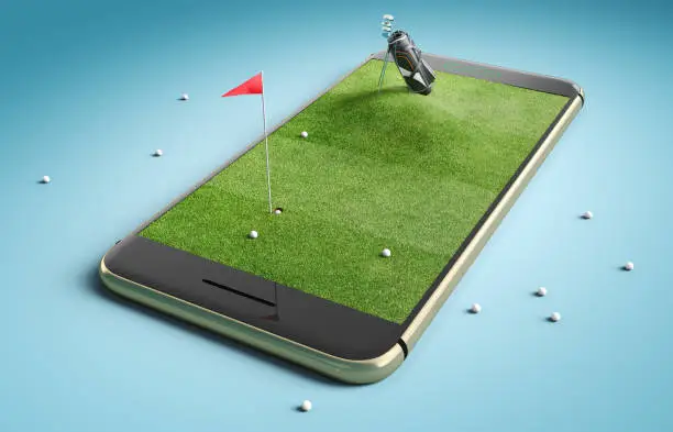 Photo of Mobile phone screen golf game concept