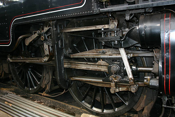 steam train wheel detail stock photo