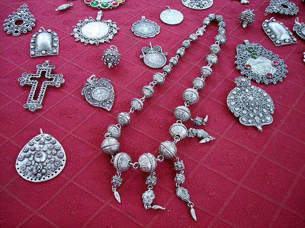 istock Antique silver jewellery 91291064