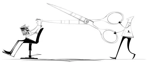 Vector illustration of Giant Barber Shop Scissors