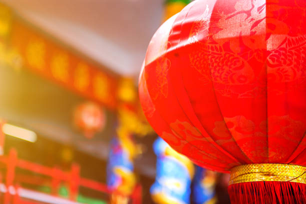 istock Chinese new year lanterns in the temple (Chinese text means blessing and lucky) 912924672