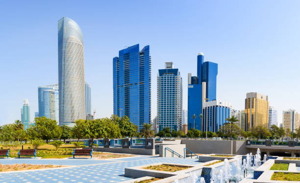 istock Abu Dhabi panoramic view from the promenade with landmark skyscr 912926658