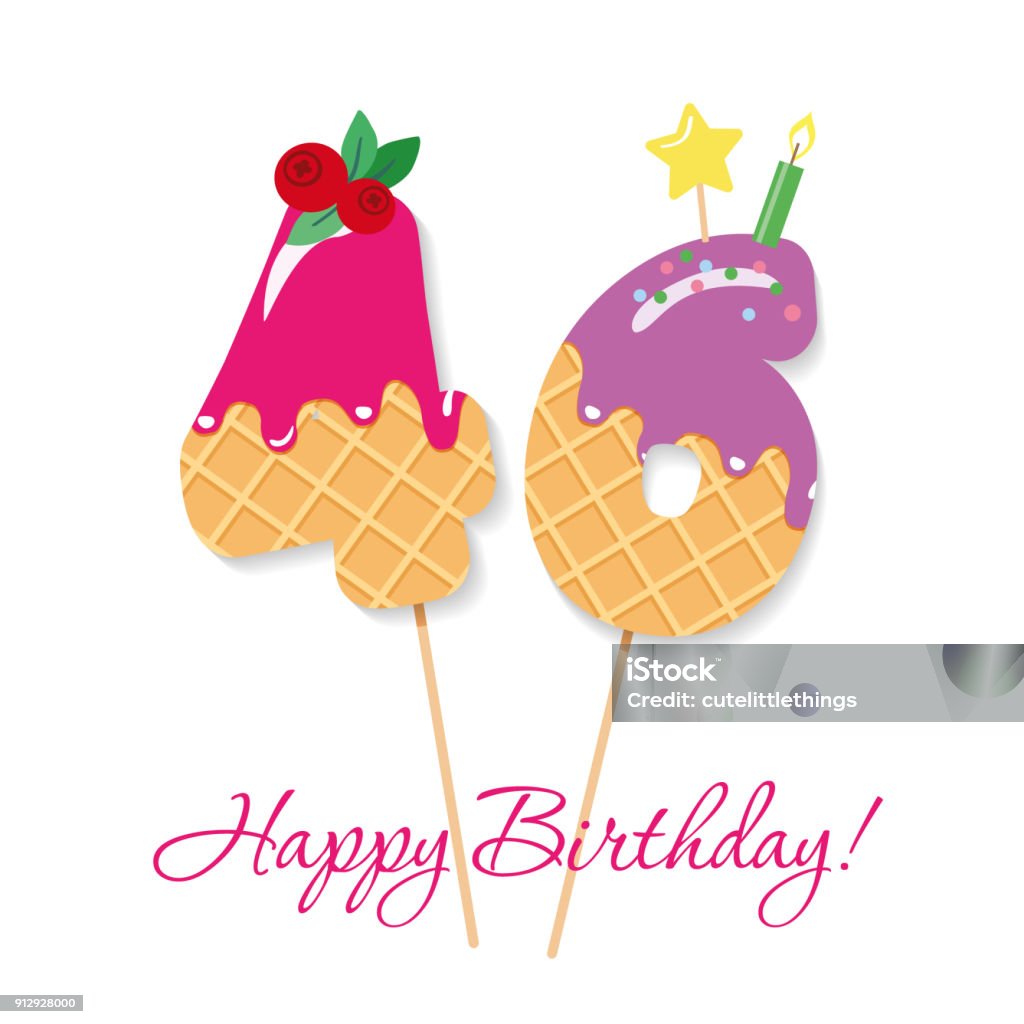 Happy Birthday Card Festive Sweet Numbers 46 Coctail Straws Funny Decorative Characters Vector Stock Illustration - Download Image Now - iStock Happy Birthday Card Festive Sweet Numbers 46 Coctail Straws Funny Decorative Characters Vector Stock Illustration - Download Image Now - iStock