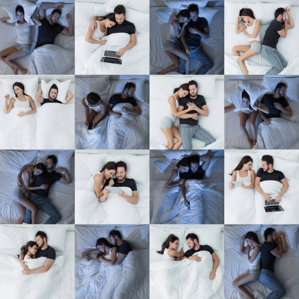 traurige frau zu hause mit grippe - couple love snoring sleeping stock-fotos und bilder