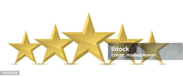 Five Golden Star Stock Illustration - Download Image Now - Luxury Hotel, Service, Achievement