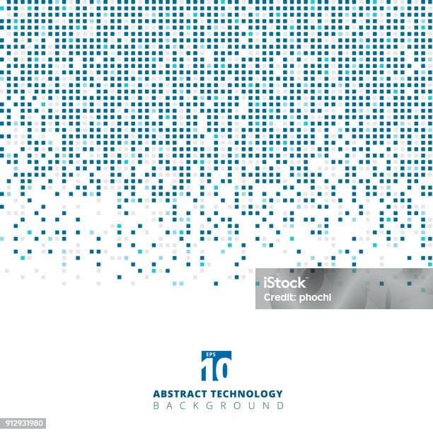 Abstract Blue Color Square Geometric With Copy Space Technology Digital Stock Illustration - Download Image Now