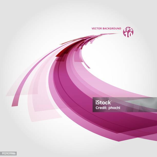 Abstract Vector Background Element In Red Pink And White Colors Curve Perspective Stock Illustration - Download Image Now