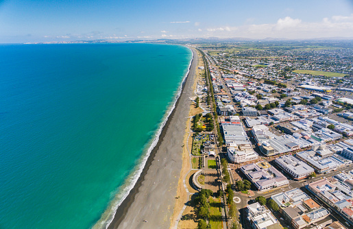 Overhead view of Napier city, Hawkes Bay, New Zealand.
