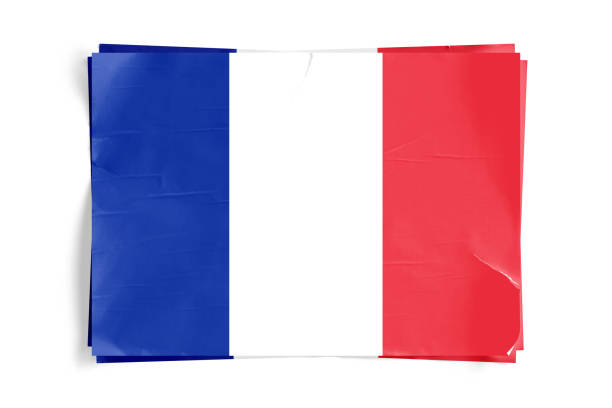 istock France Flag on Torned Wrinkled Crumbled Paper Posters 912939988