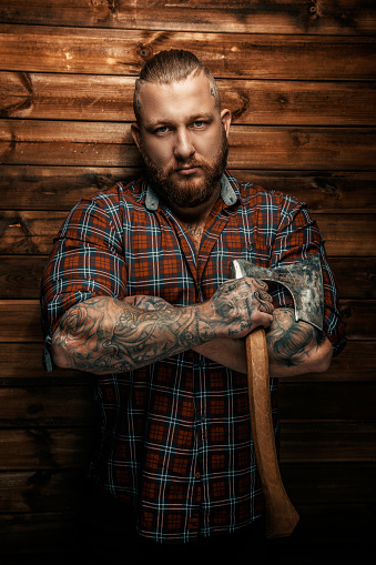 Portrait Of Bearded Tattooed Man Stock Photo - Download Image Now - Adult,  Adults Only, Beard - iStock