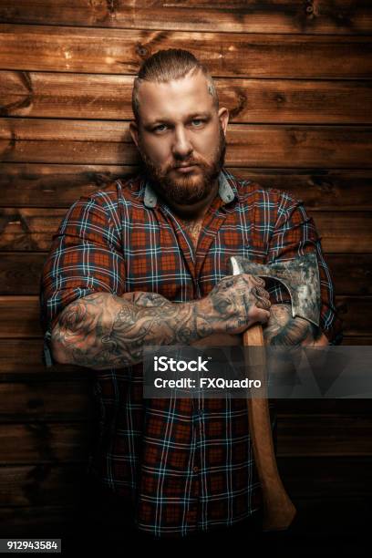 Portrait Of Bearded Tattooed Man Stock Photo - Download Image Now - Adult,  Adults Only, Beard - iStock