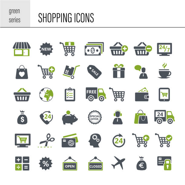 shopping-icon-set - selling e commerce sale internet stock-grafiken, -clipart, -cartoons und -symbole