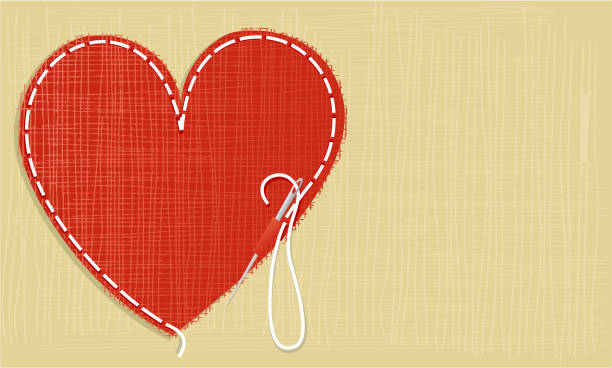 ilustrações de stock, clip art, desenhos animados e ícones de valentine needlework background with very nice heart - diy craft