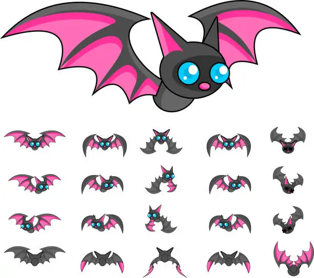 Vector illustration of Bat Game Sprites