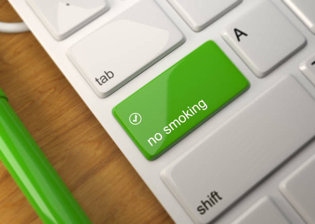 istock White Keyboard With No Smoking Button On Wood Table 912955464
