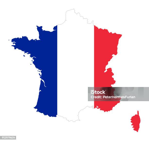 France Flag In Silhouette Of The Country Stock Illustration - Download Image Now - France, Map, French Flag