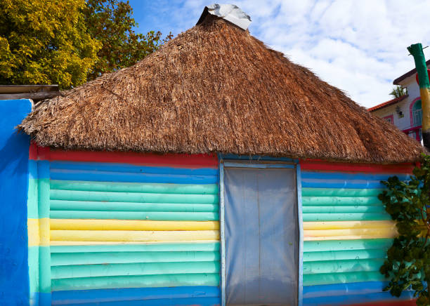 Holbox tropical Island colorful houses in Quintana Roo of Mexico